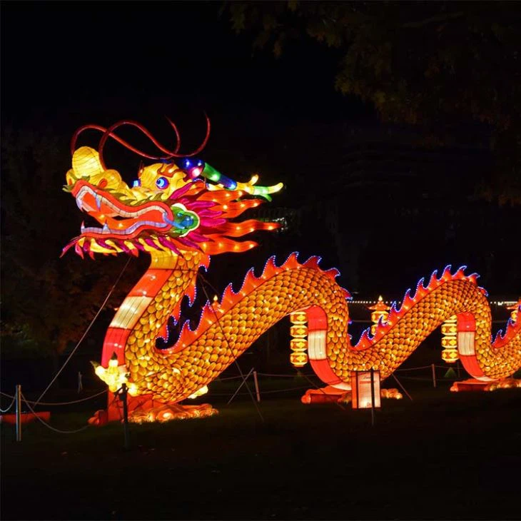 Antique Chinese Red Dragon Lantern With LED Light